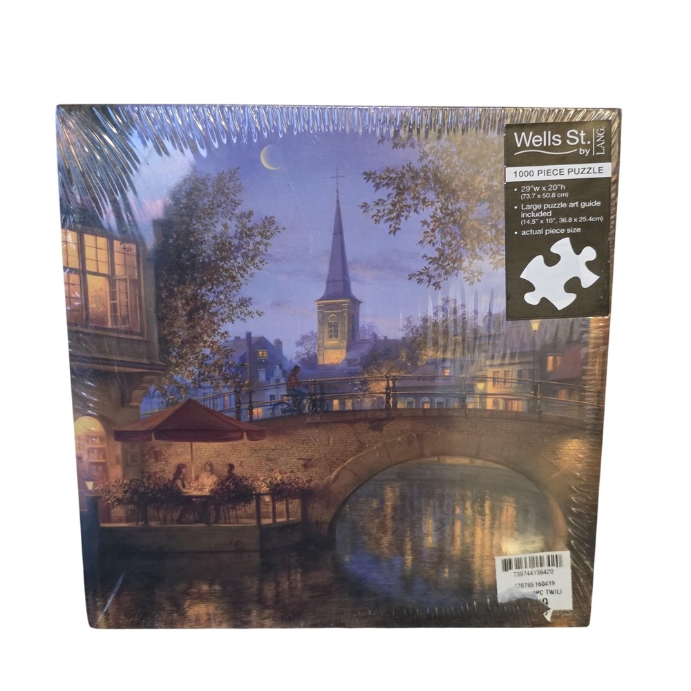 Wells St. By LANG Twilight Reflections 1000 Pc Puzzle City Night Multi Color